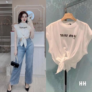 Áo Kiểu Miu Miu Thắt Nơ Bụng - Áo Kiểu Không Tay