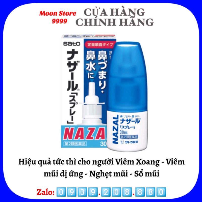 [Combo 3 chai] Xịt xoang mũi ngạt mũi Nazal Sato 30ml Nội Địa Nhật Bản, Xịt mũi Nazal Nhật