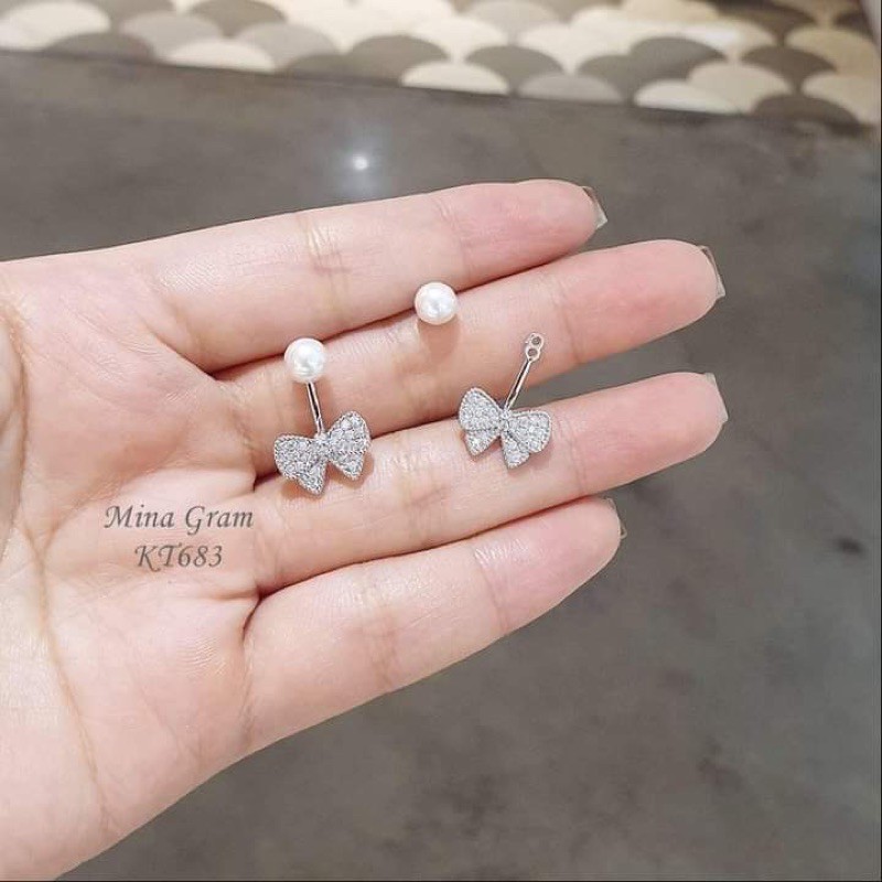 Bông tai bạc hình nơ trai bạc 925