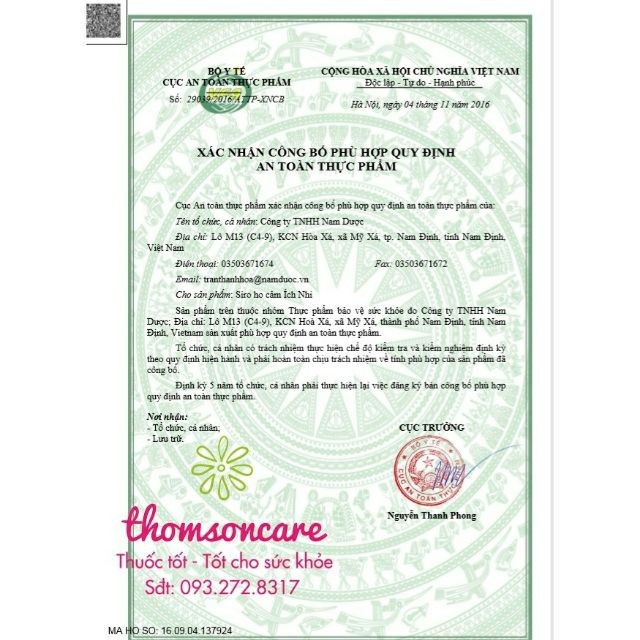Siro ho cảm Ích Nhi - Giảm ho, cảm cúm, long đờm