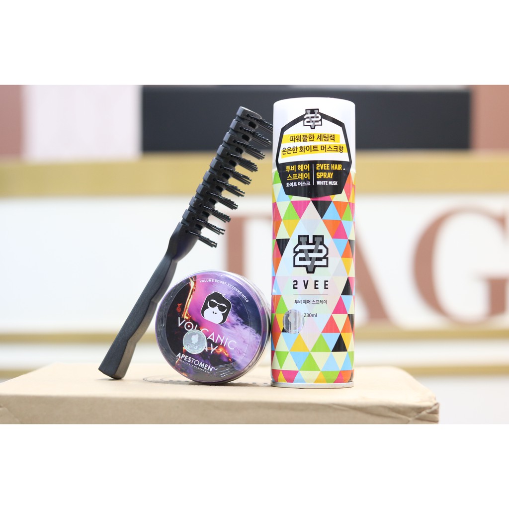 Sáp vuốt tóc nam Volcanic Clay+Gôm 2vee+Tặng lược