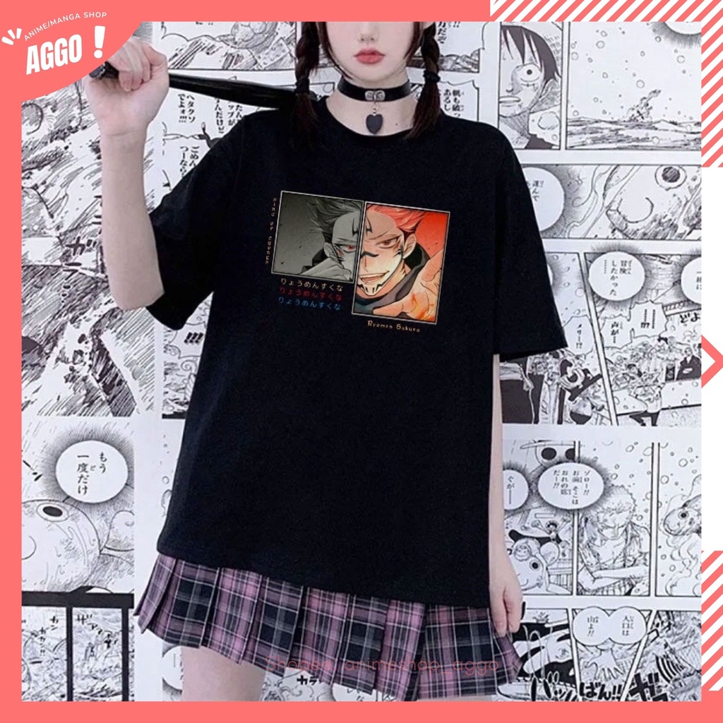 Áo Thun Tay Lửng In Hình Ryomen Sukuna anime Jujutsu Kaisen Nam Nữ Đủ Size