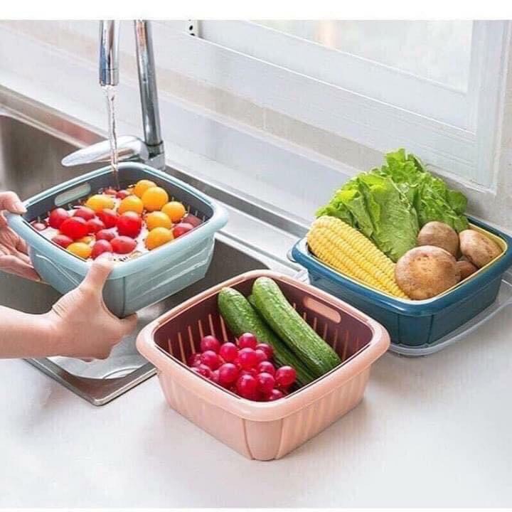 Rổ Nhựa Kèm Chậu 2 in 1