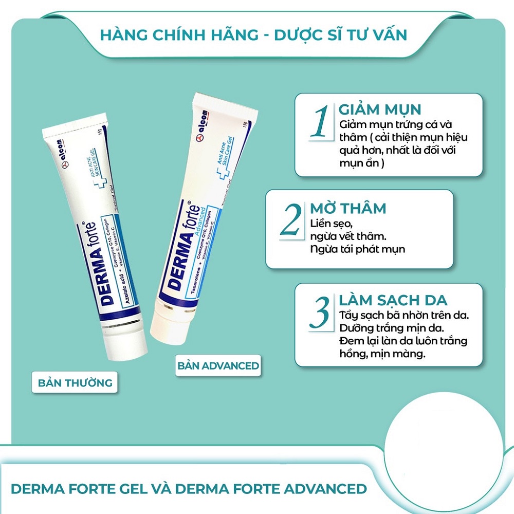 Gel Giảm Mụn, Thâm Sẹo Và Dưỡng Da Gamma DERMA FORTE Gel 15g - Bản Advance