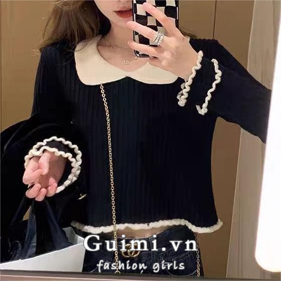 Áo Dệt Kim Cổ Búp Bê Thời Trang Thu Đông Mới Cho Nữ