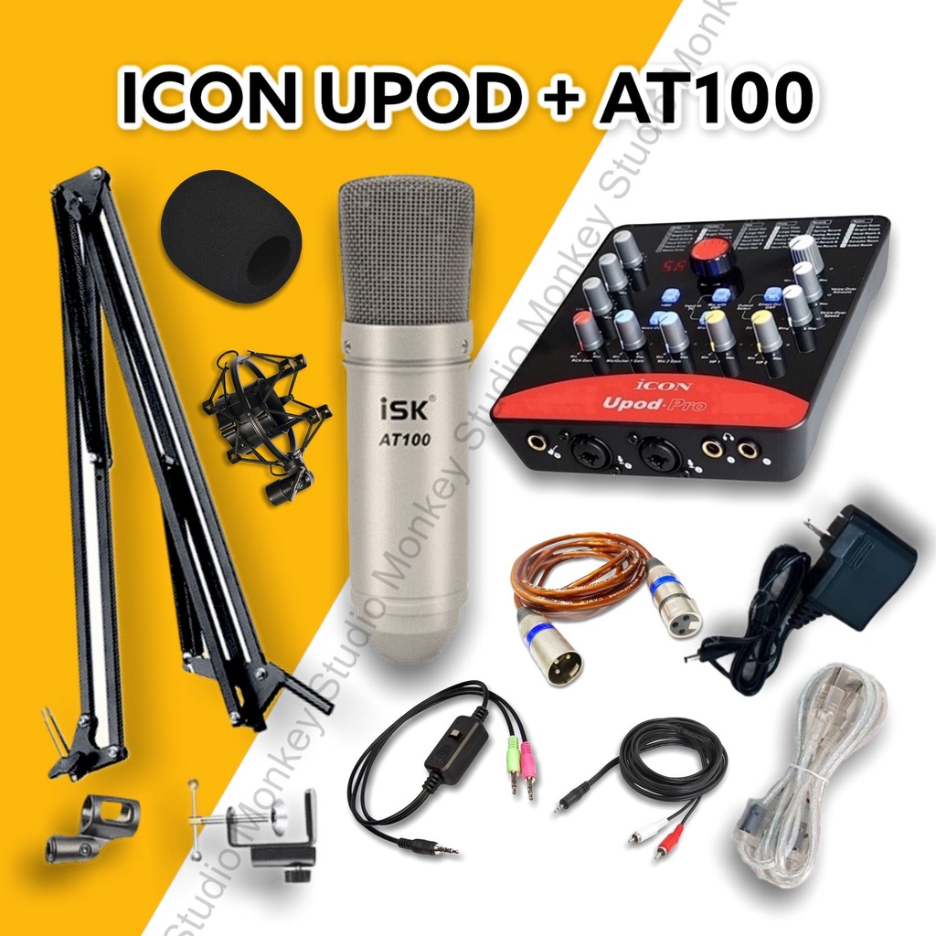 Bộ Combo Mic Thu Âm Hát Livestream Soundcard ICON UPOD PRO &amp; Mic ISK AT100 ⚡BH 1 NĂM⚡ Thu Âm Điện Thoại Máy Tính