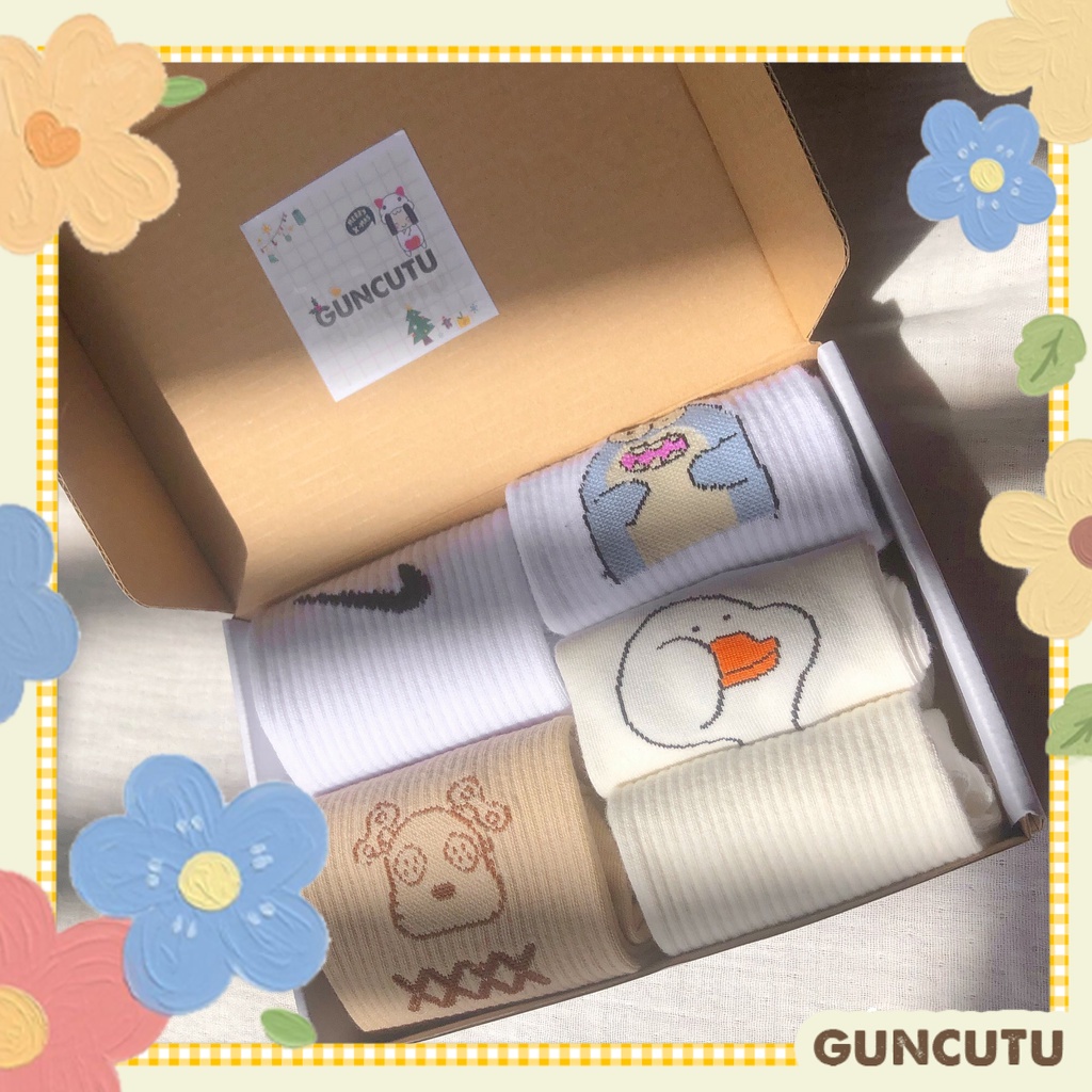 Set tất cổ cao họa tiết basic đơn giản dễ phối làm quà tặng - Guncutu