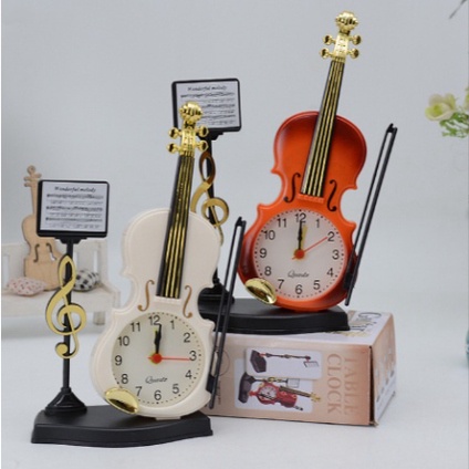 Đồng Hồ Báo Thức Để Bàn Hình Dáng Cây Đàn Violin Cổ Điển