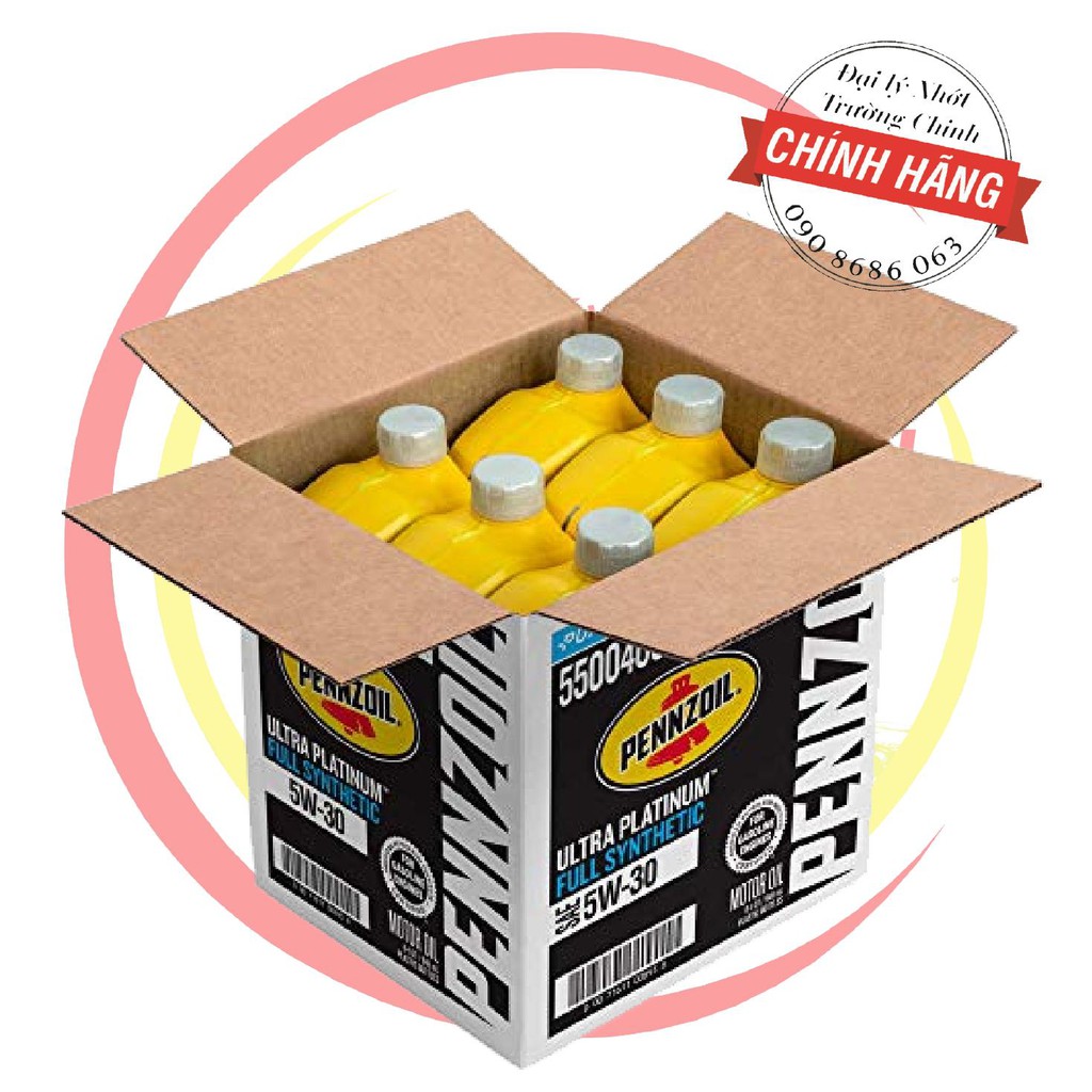 Thùng 6 bình Nhớt Pennzoil Untra Platium 5W30 cao cấp nhập khẩu USA dành cho xe ga , xe ô tô