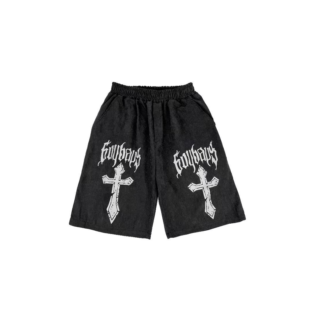 Quần ngắn ống rộng In Chữ Phong Cách Gothic Mẫu Mới Thời Trang Mùa Hè Cho Nam Và Nữ