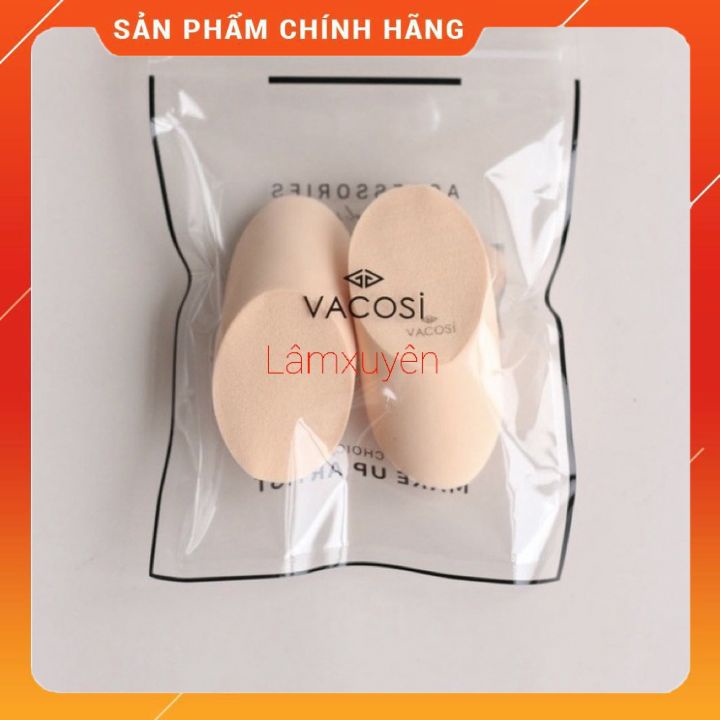 VACOSI ELIPSE SPONGE 2PCS BP10_Bông phấn elip (xúc xích)  bịch 2 cái ,bông phấn mềm mịn, dễ tán ,siêu tiện lợi