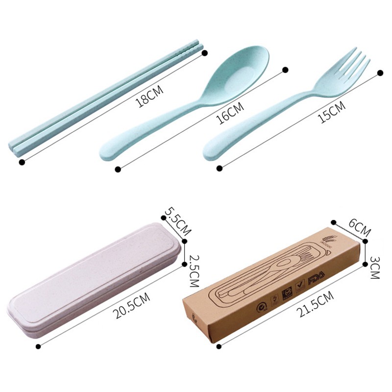 Bộ dụng cụ bàn ăn gồm 3 món tiện lợi thân thiện với môi trường