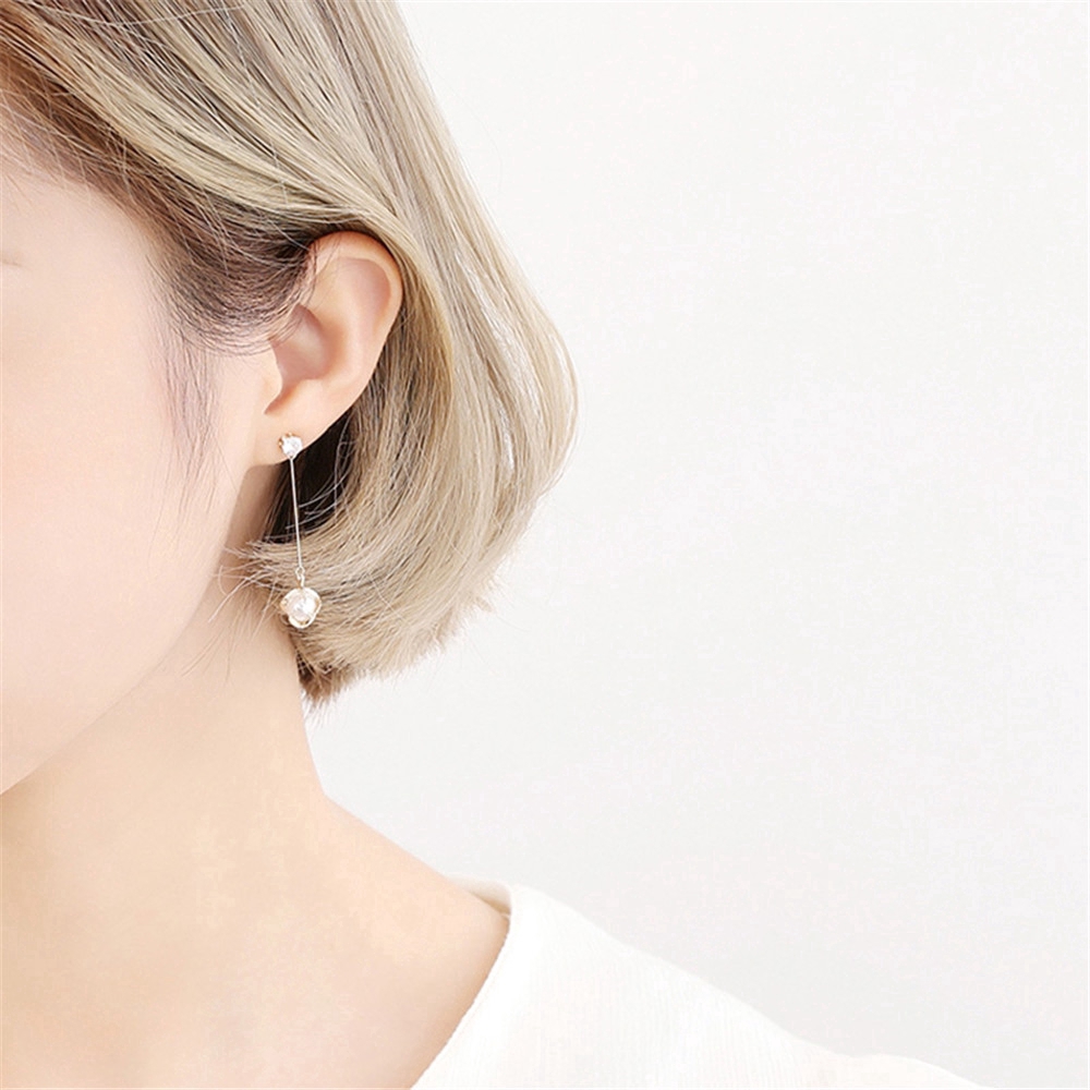 Đôi bông tai dạng dài đính đá phong cách Hàn Quốc thanh lịch dành cho nữ