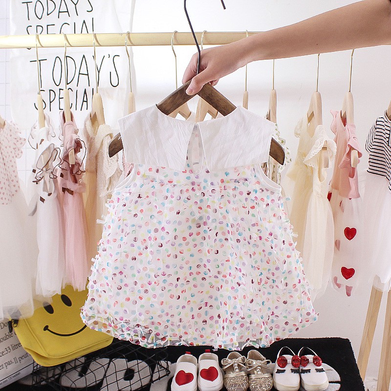 Bộ Đầm Không Tay Nhiều Màu Sắc Thời Trang Mùa Hè 2020 Dành Cho Bé Gái 1-3 Tuổi