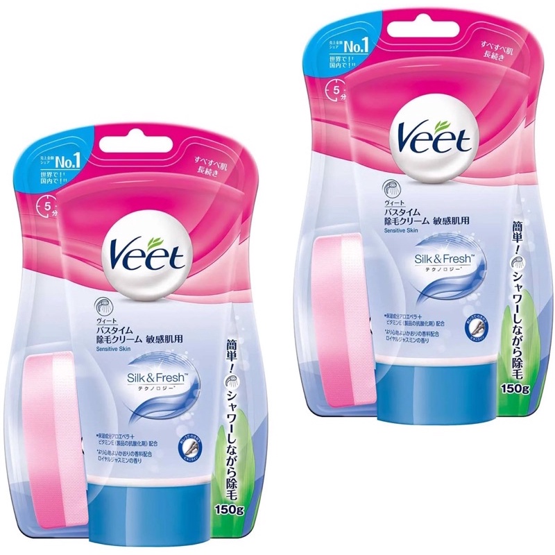 Kem tẩy lông Veet Silk &amp; Fresh Nhật Bản cho da nhạy cảm 150g