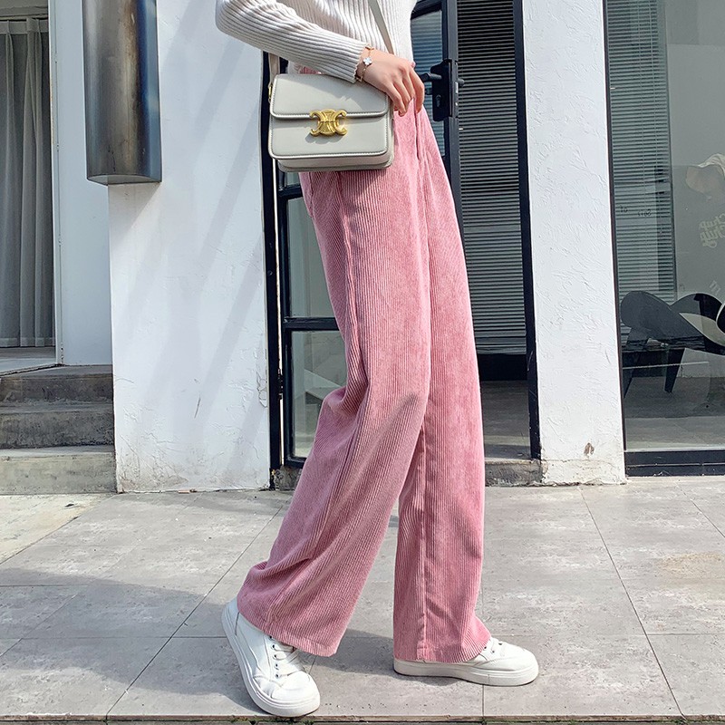 Quần jean nữ Hagi ống rộng lưng cao nhung tăm dáng dài cạp khóa ulzzang QJ03