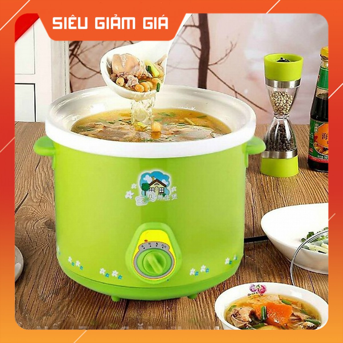 Nồi điện nấu cháo hầm thịt kho cá đa năng 2.5L