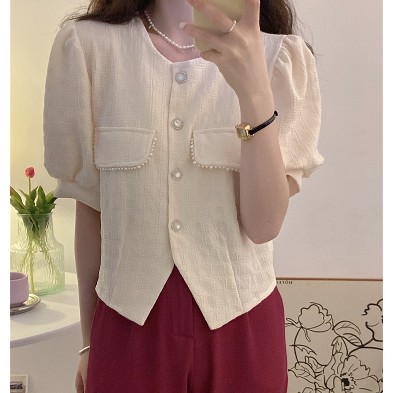 Áo Kiểu Tay Phồng Cổ Chữ V Thời Trang Mùa Hè Cho Nữ