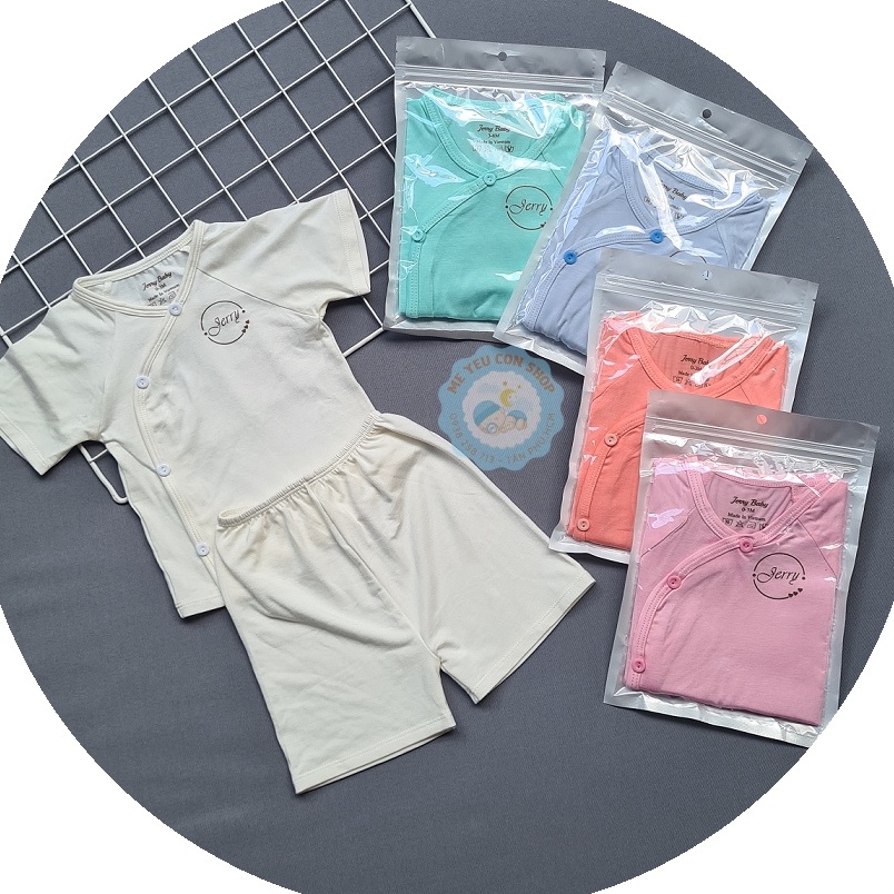 (4-10kg) Bộ quần áo cộc tay màu cài xéo chất thun visco mềm, mát, co giãn thấm hút tốt cho bé JERRY (katydang)