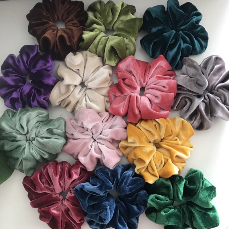 Dây cột tóc nữ Scrunchies trơn SIZE LARGE vải nhung mềm mịn / đồ buộc tóc nhung bản 5CM độ nhún dày, phồng to- Minimiu