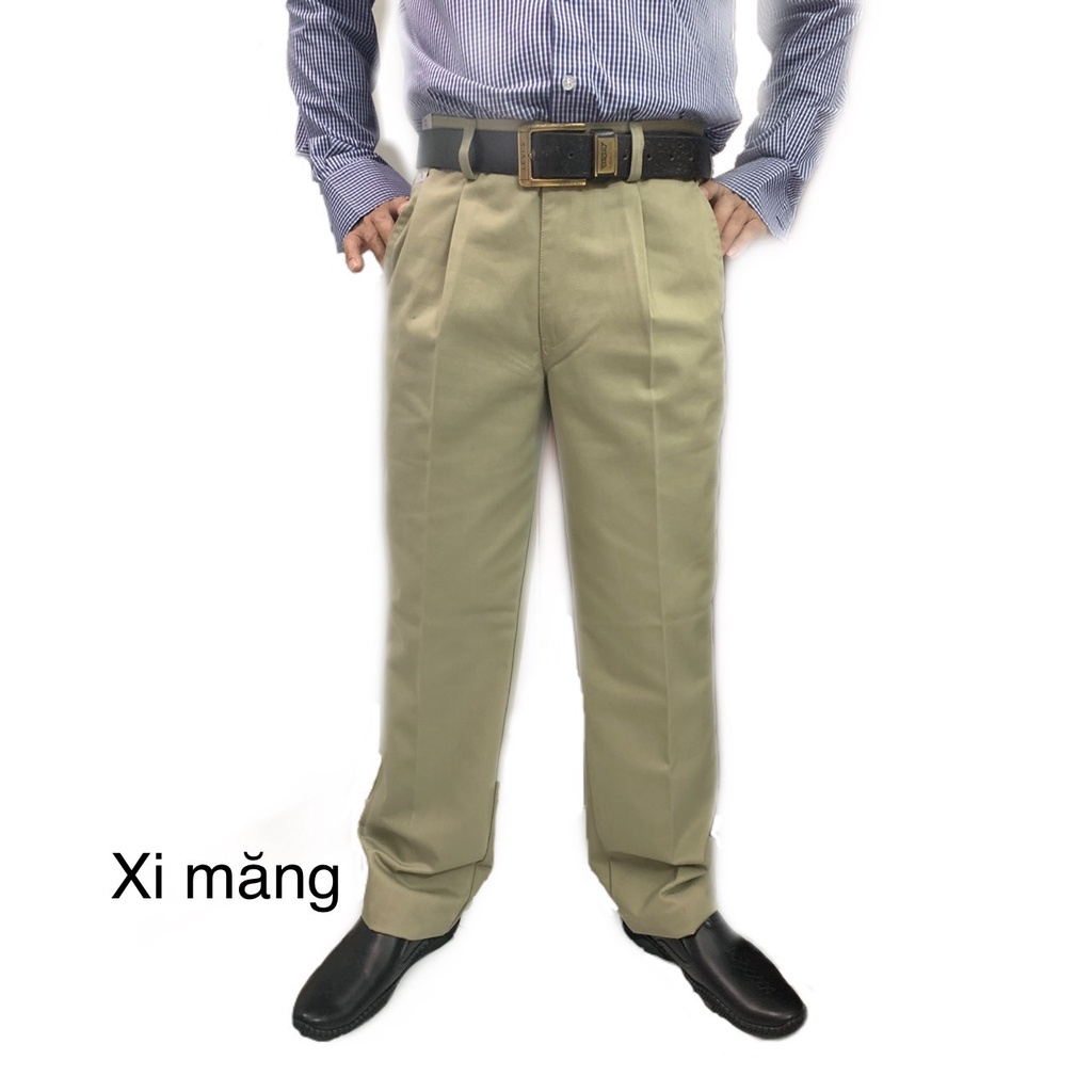 Quần kaki nam trung niên ống suông xếp ly sang trọng trang nhã - Xưởng may Phúc Hằng