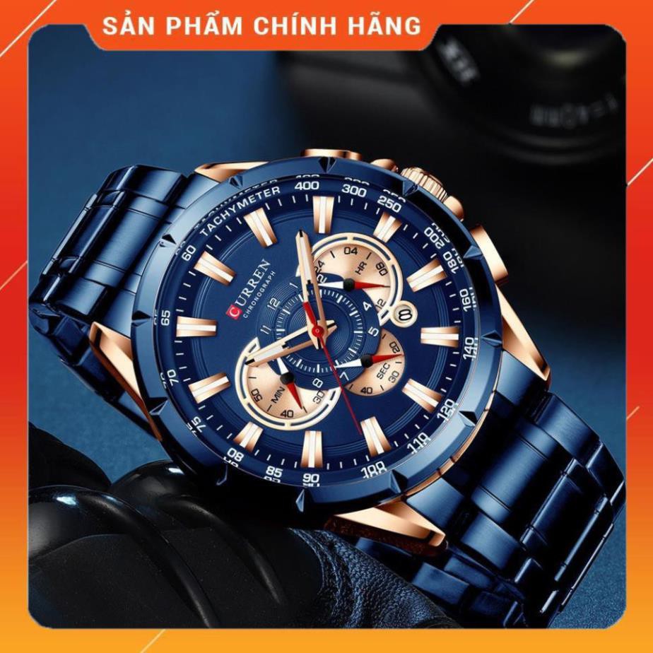 Đồng Hồ Nam Curren Chính Hãng 48mm CR007 8363 Dây Thép Không Gỉ Cao Cấp Chạy Full 6 Kim Có Lịch Nhìn Được vào Ban Đêm