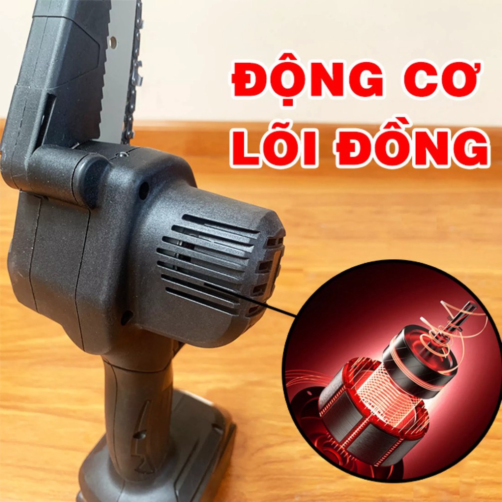 [COLASALE8 ]Máy cưa xích dùng pin cầm tay Hitachi 199V- Máy cưa xích Hitachi- Cưa xích chạy pin- Pin 10 cell - Lõi đồ