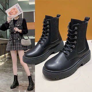 Order boots cao cổ buộc dây da lì 2020 hàng Quảng Châu