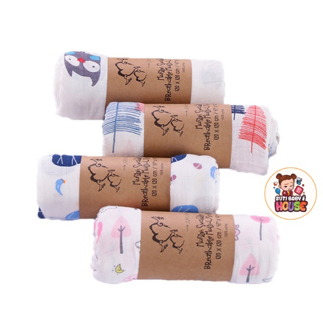 [100% COTTON]Khăn Tắm,Khăn Quấn,Ủ Cho Bé, Sợi Tre 100% Cotton Cao Cấp Muslin Swaddle-Suti Baby House