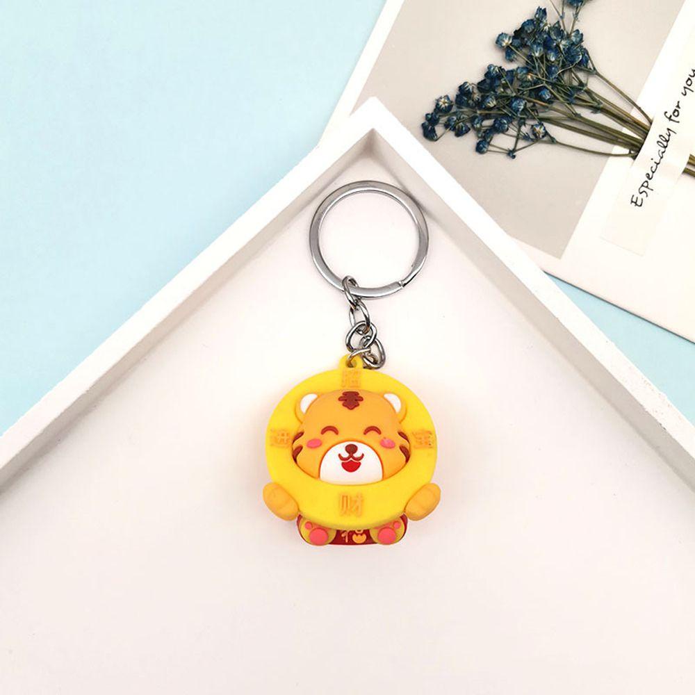 DARNELL Móc Chìa Khóa Bằng PVC Mềm Hình Hổ Hoạt Hình Sáng Tạo Cho Năm Mới 2022