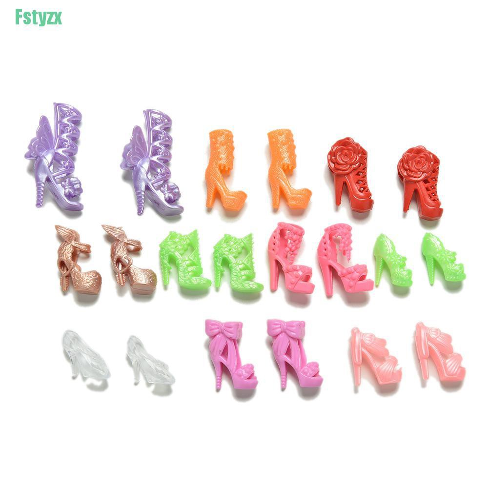 fstyzx 20 Pcs/10 Pairs Fashion Shoes for 11&quot; Barbies Dolls Fixed Styles Color Random