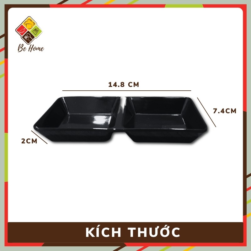 Khay Nước Chấm Melamine BEHOME Chén nhựa chấm đĩa chấm 2 Ngăn Melamine Dụng Cụ Bàn Ăn Cao Cấp