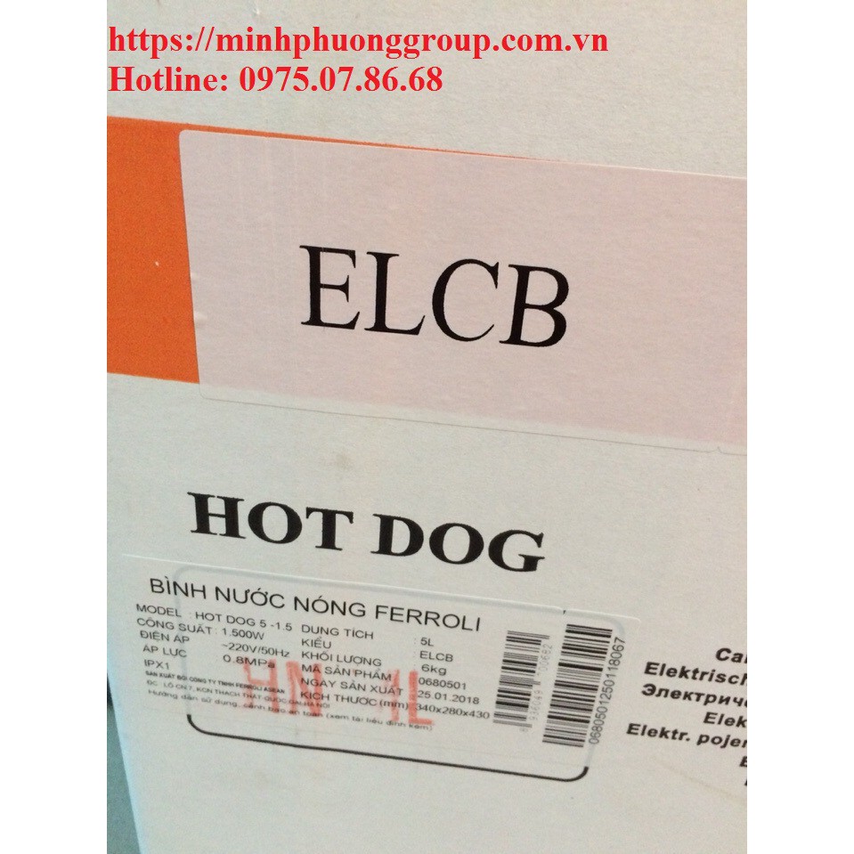 Bình nước nóng trực tiếp cho bếp Ferroli HOTDOG 5L (Có chống giật)