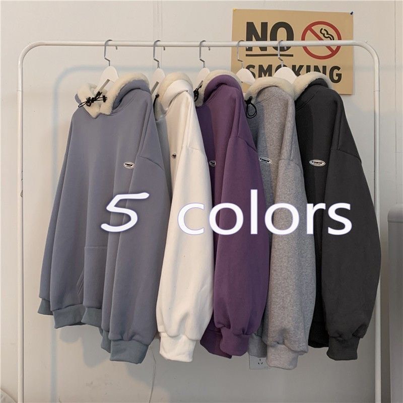 [Mã 12FASHIONSALE1 giảm 10K đơn 50K] Áo hoodie nỉ lót lông Mũ bông Trắng không nhăn không xù ảnh thật | BigBuy360 - bigbuy360.vn