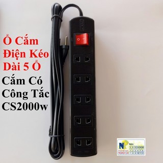 Ổ cắm điện kéo dài Nival 4ổ, 5ổ, 6ổ 1 CỒN TẮC ĐÈN lõi sứ 2200w MÀU ĐEN