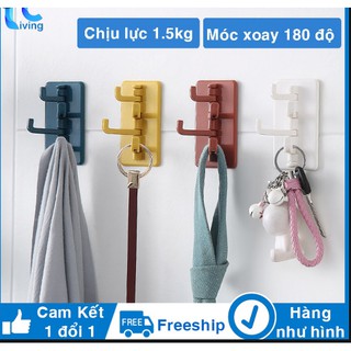 Móc Dán Tường Treo Đồ 4 Nhánh Đa Năng Dùng Trong Nhà Loại Cao Cấp  Xoay 180 Độ Mẫu Mới