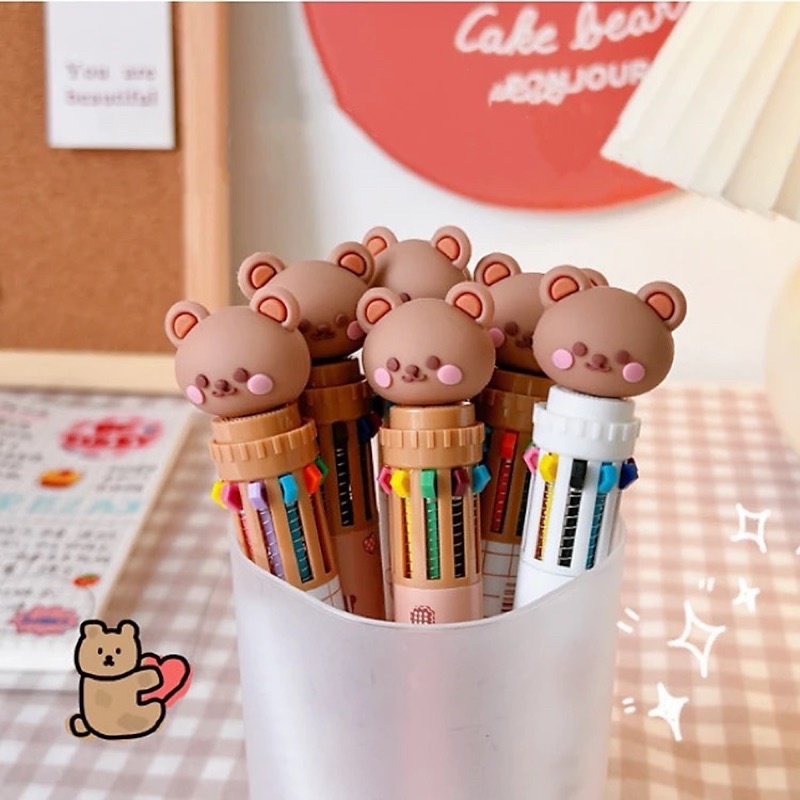 Bút Bi Nhiều Màu Họa Tiết Gấu Dễ Thương
