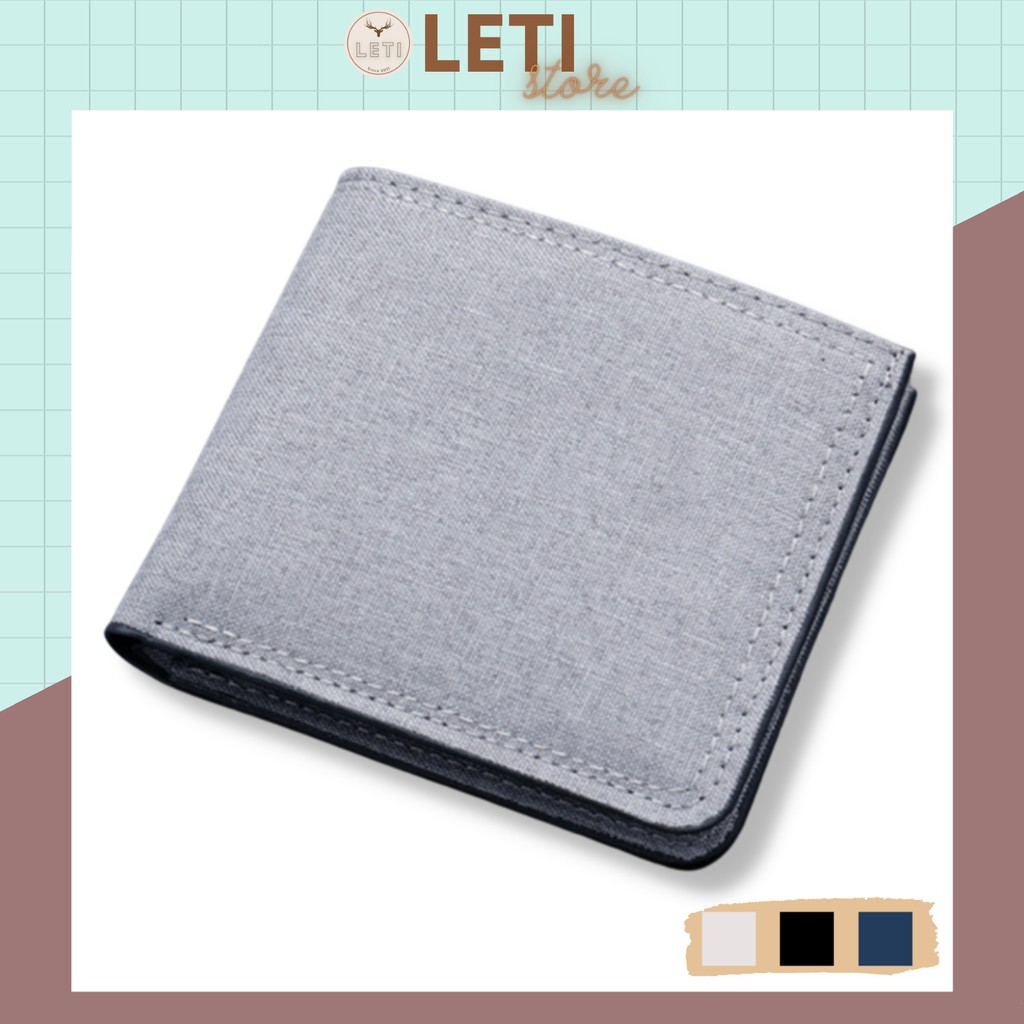 Ví vải canvas dáng ngang LETI VI10, bóp tiền thẻ nhỏ gọn tiện dụng màu cơ bản đơn giản chất liệu vải cao cấp