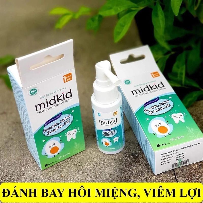 Trọn bộ xịt chống sâu răng Midkid bảo vệ men răng ngăn ngừa ố vàng chống sâu sún răng