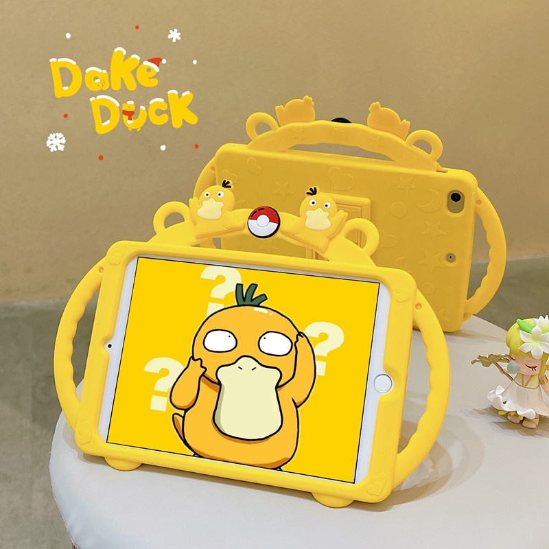 For Samsung Galaxy Tab A8 10.5 2021 SM-X200 X205 Psyduck Pattern Soft Silicone Case With Stand Cartoon Shockproof Tablet Cover