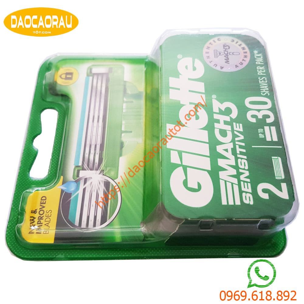 Hộp 2 lưỡi dao cạo râu Gillette Mach 3 sensitive