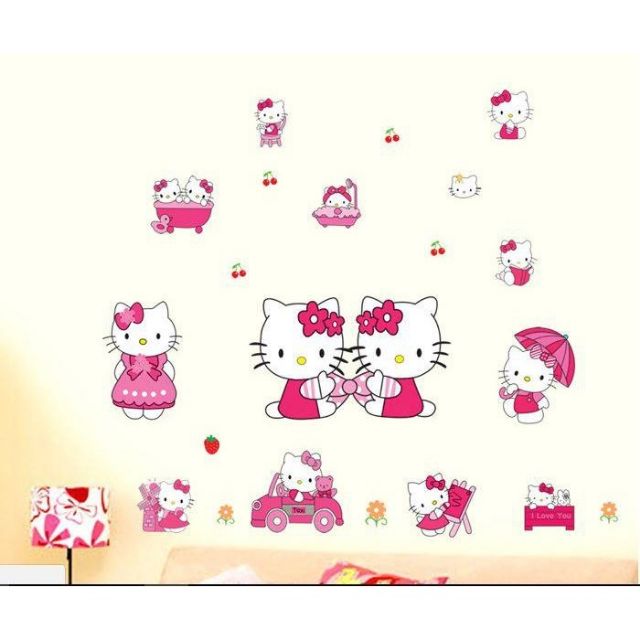 Decal dán tường mèo kitty