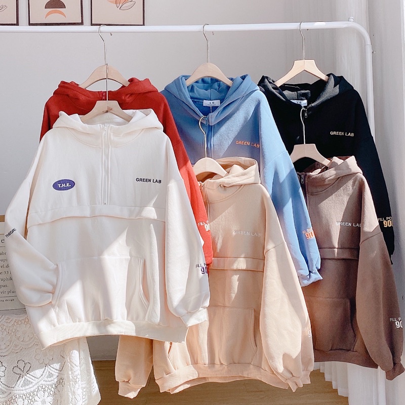 HOODIE khoá nửa chữ lưng