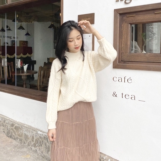 Áo len vặn thừng cổ tròn tay bo - LYRA
