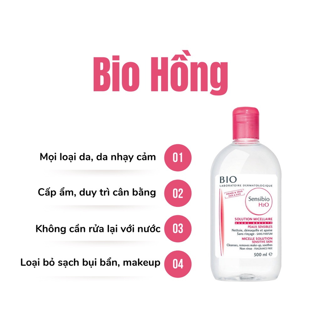 Tẩy Trang Bioderma H2O 500ml Chính Hãng - Đủ Bill (HSD: 11/23, 4/24)