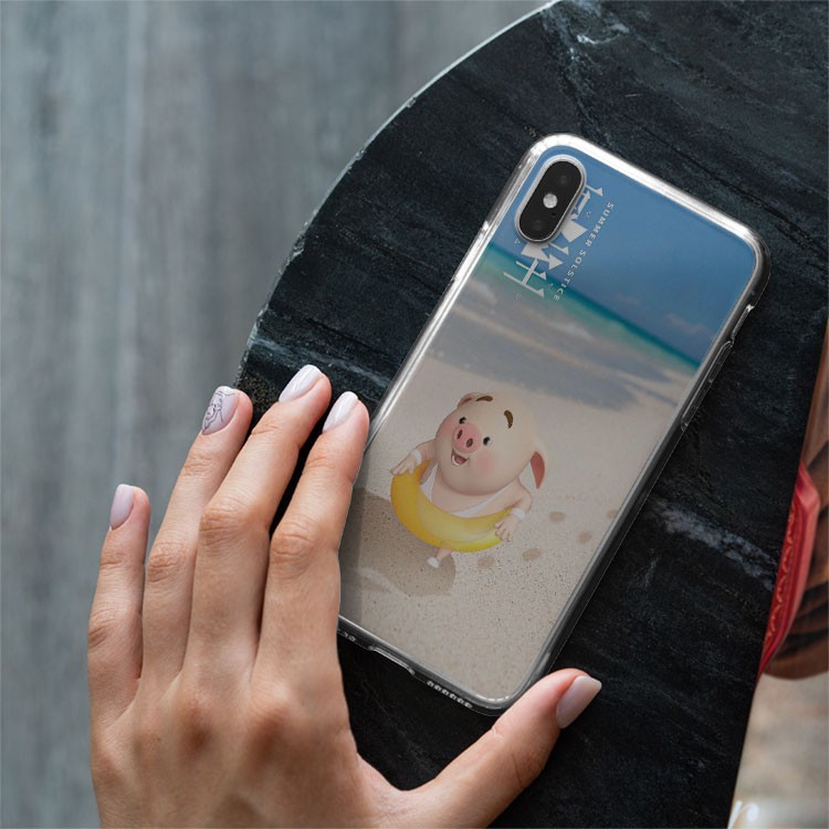 Ốp Iphone hình chú lợn Mới Mẻ chất liệu silicon trong dẻo PIG20210168