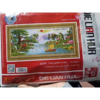 tranh thêu chữ thập phong cảnh 3d thuận buồm xuôi gió 222987 138*63cm