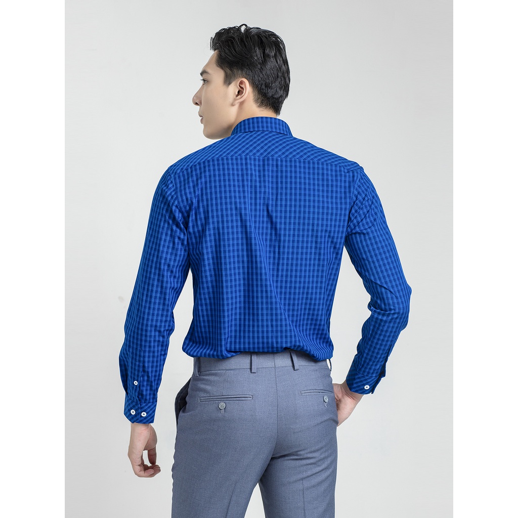 [MẪU MỚI] Áo sơ mi nam dài tay ARISTINO họa tiết kẻ xanh than nam tính, lịch sự, cotton thoáng khí - ALS24001