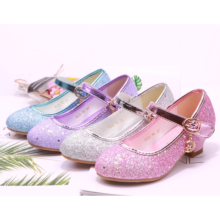 Giày cao gót mũi nhọn đính sequin lấp lánh thời trang dành cho bé gái