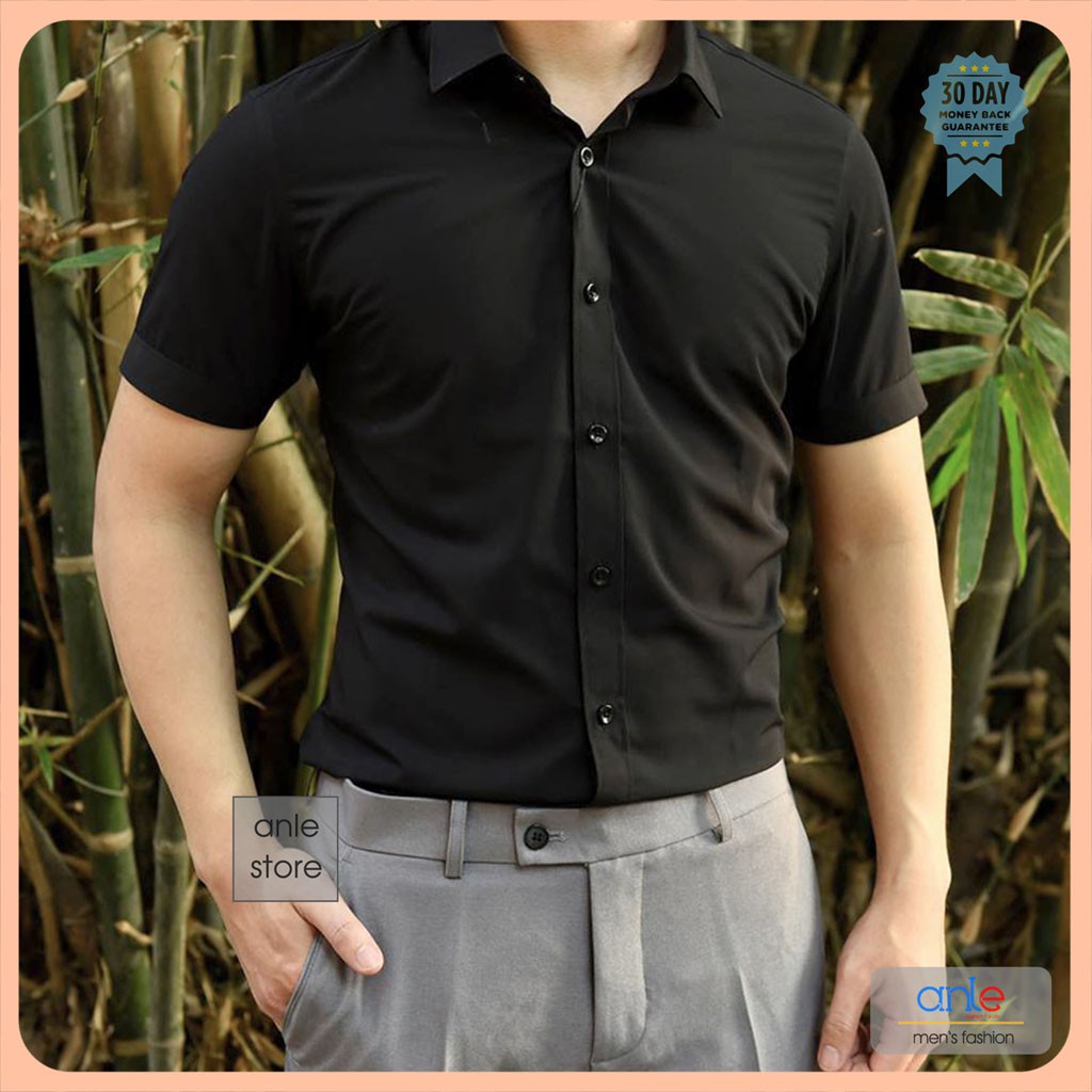 Áo sơ mi nam Công sở LOUIS cao cấp cộc tay Cotton lụa xuất khẩu form Slimfit Hàn Quốc hàng hiệu - Anle Store | BigBuy360 - bigbuy360.vn